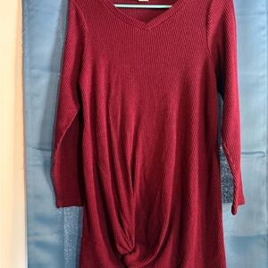 Chic Long Sleeve Burgundy Dress